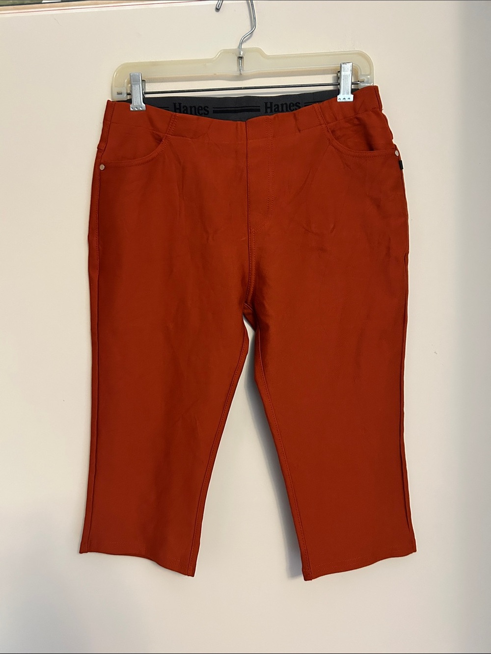 HANES stretch fit rust colour capri elastic waist in good condition size U/k